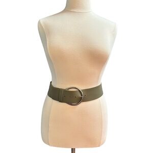 Like New Wide Olive Leather Croute de Cuir Vachette Belt